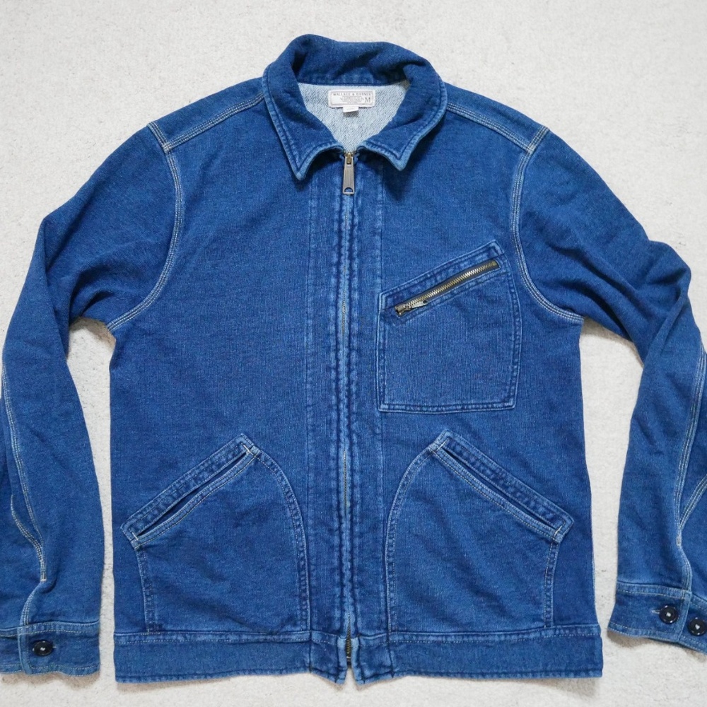 Wallace & Barnes Indigo fleece deck jacket
